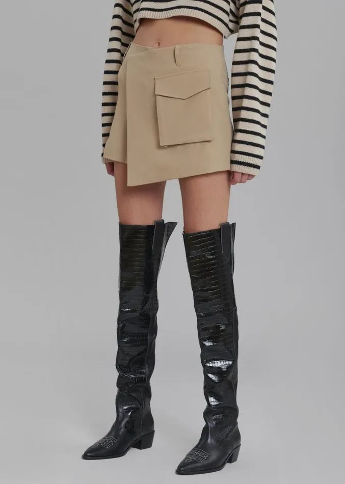 The Frankie Shop Judy Pocket Skort 8211 Tan Women Clothing