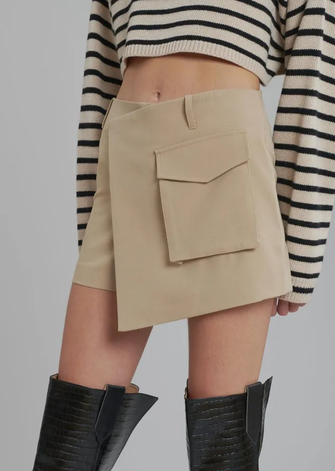 The Frankie Shop Judy Pocket Skort 8211 Tan Women Clothing