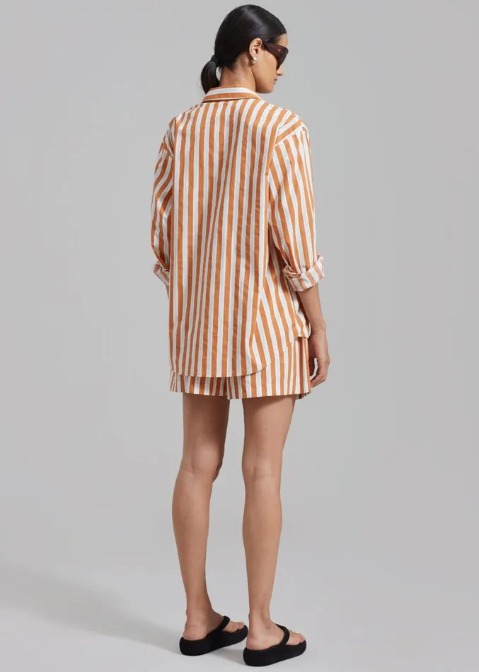 The Frankie Shop Juno Cotton Shirt 8211 Orange Stripe Women Clothing
