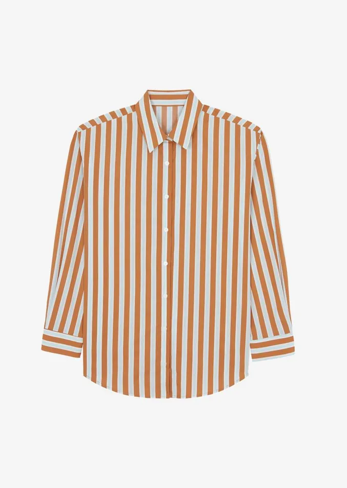 The Frankie Shop Juno Cotton Shirt 8211 Orange Stripe Women Clothing