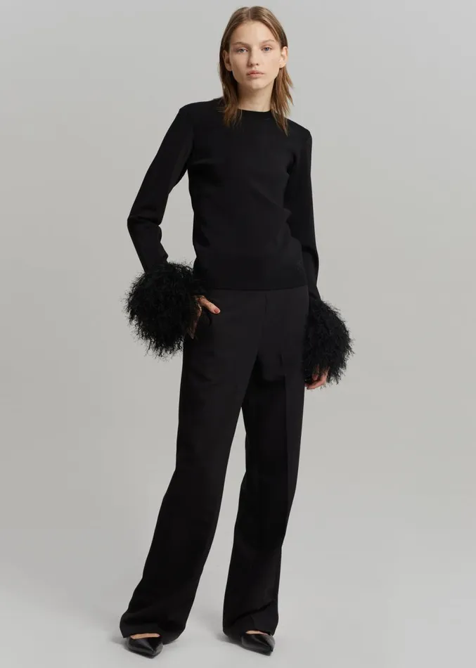 The Frankie Shop JW Anderson Pom Pom Cuff Crew Neck Jumper 8211 Black Women Tops
