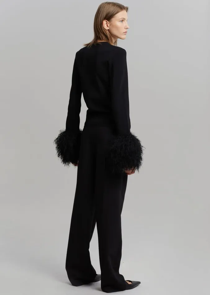 The Frankie Shop JW Anderson Pom Pom Cuff Crew Neck Jumper 8211 Black Women Tops