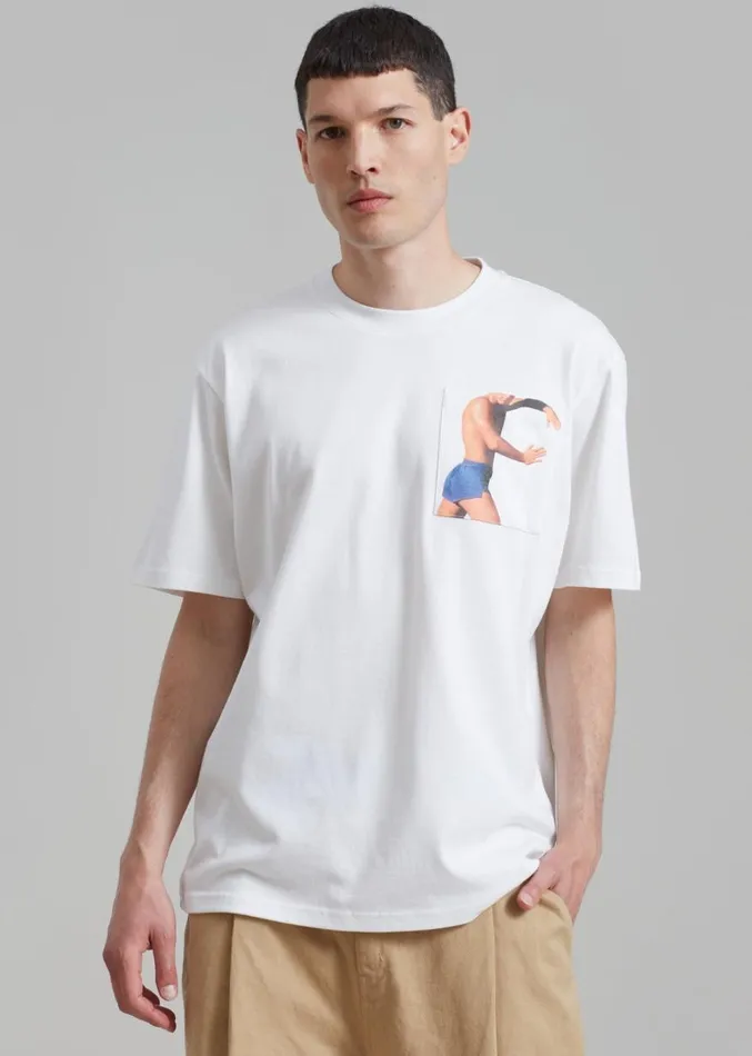 The Frankie Shop JW Anderson Profile Stud Chest Pocket TShirt 8211 White Men Clothing