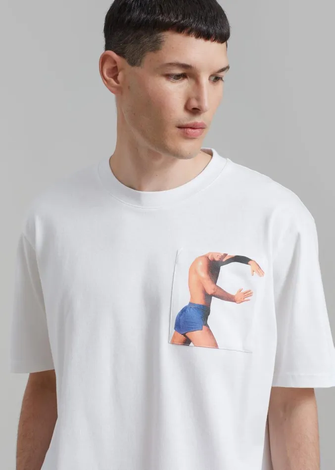 The Frankie Shop JW Anderson Profile Stud Chest Pocket TShirt 8211 White Men Clothing