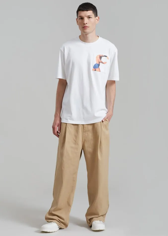 The Frankie Shop JW Anderson Profile Stud Chest Pocket TShirt 8211 White Men Clothing