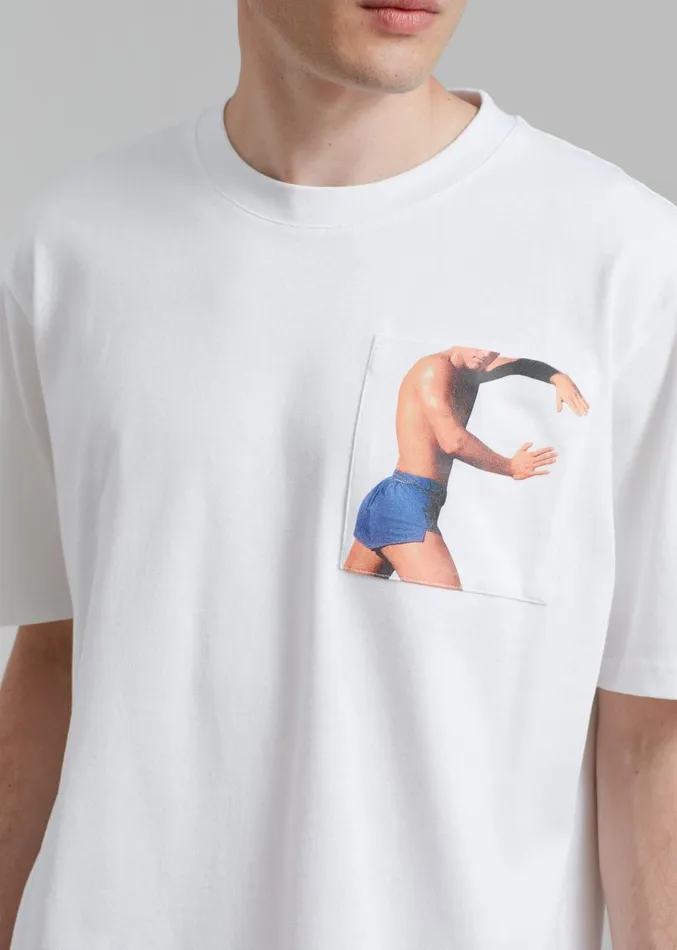 The Frankie Shop JW Anderson Profile Stud Chest Pocket TShirt 8211 White Men Clothing