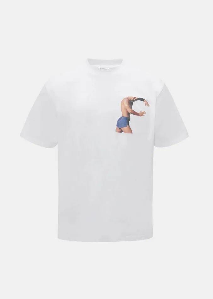 The Frankie Shop JW Anderson Profile Stud Chest Pocket TShirt 8211 White Men Clothing
