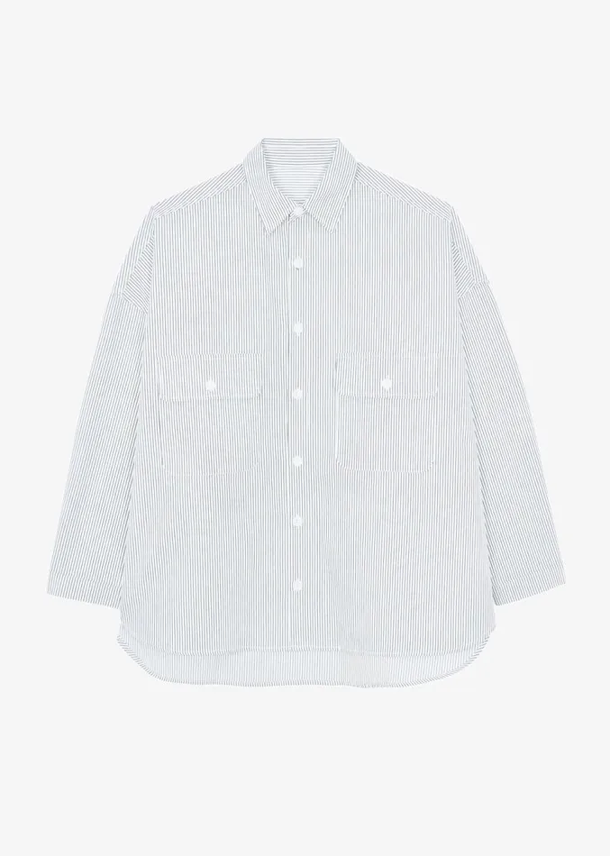 The Frankie Shop Kaline White Pocket Shirt 8211 Navy Stripe Women Tops