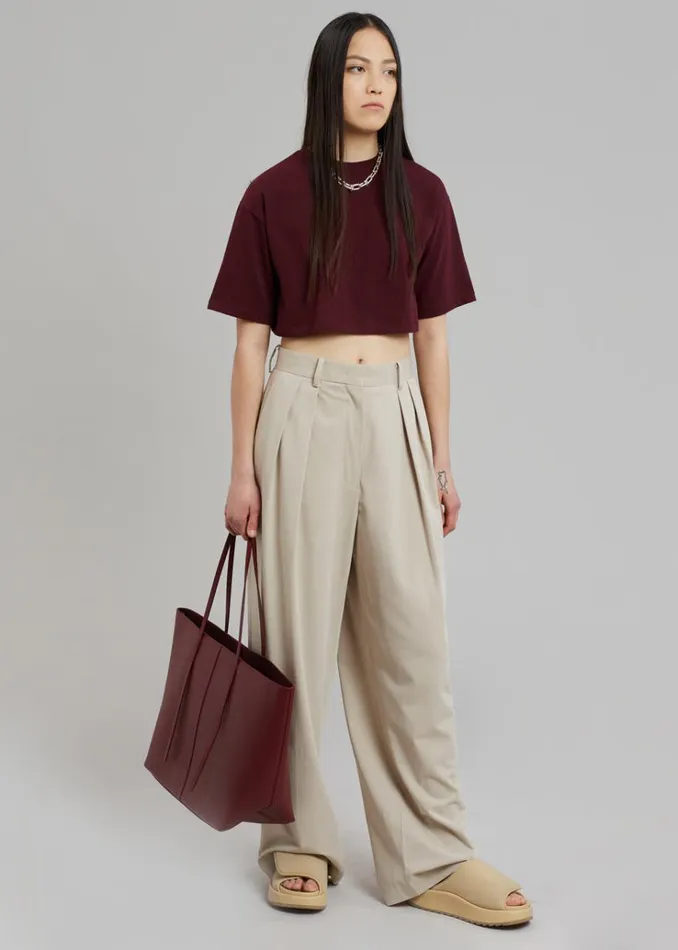 The Frankie Shop Karina Cropped TShirt 8211 Bordeaux Women Tops