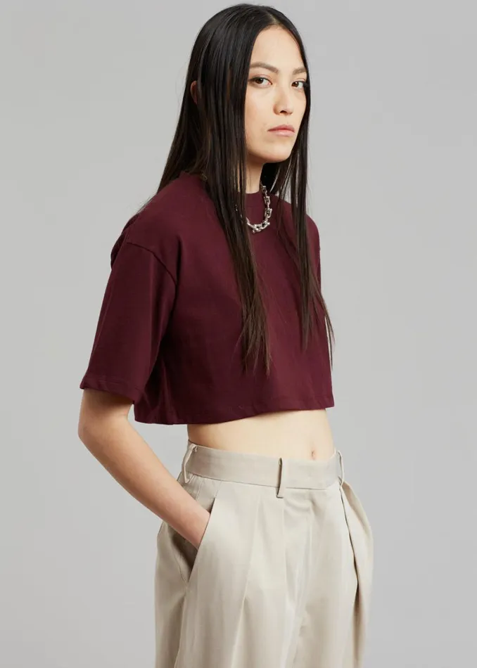 The Frankie Shop Karina Cropped TShirt 8211 Bordeaux Women Tops