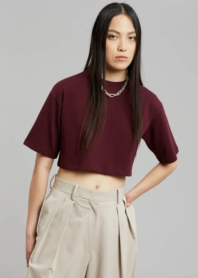 The Frankie Shop Karina Cropped TShirt 8211 Bordeaux Women Tops