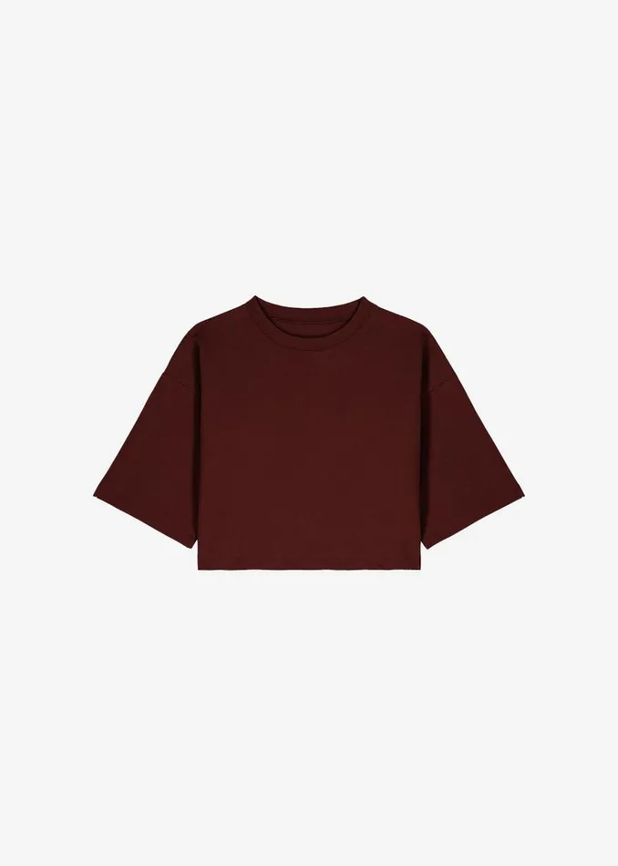 The Frankie Shop Karina Cropped TShirt 8211 Bordeaux Women Tops