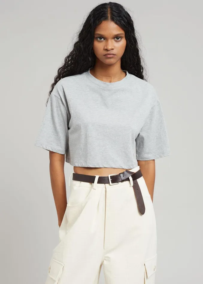 The Frankie Shop Karina Cropped TShirt 8211 Heather Grey Women Tops