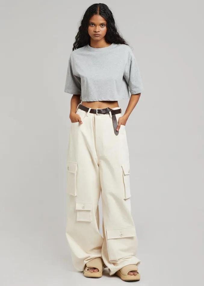 The Frankie Shop Karina Cropped TShirt 8211 Heather Grey Women Tops