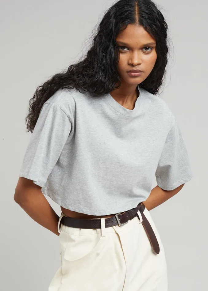 The Frankie Shop Karina Cropped TShirt 8211 Heather Grey Women Tops