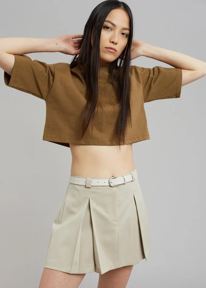The Frankie Shop Karina Cropped TShirt 8211 Olive Women Tops
