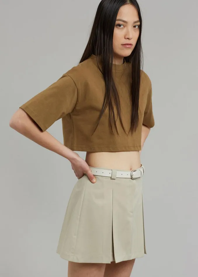 The Frankie Shop Karina Cropped TShirt 8211 Olive Women Tops