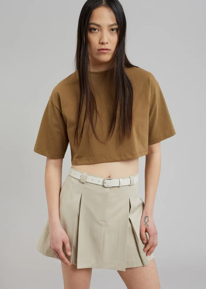 The Frankie Shop Karina Cropped TShirt 8211 Olive Women Tops