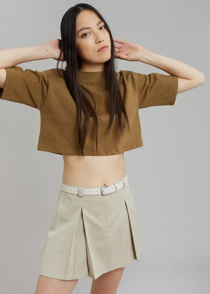 The Frankie Shop Karina Cropped TShirt 8211 Olive Women Tops