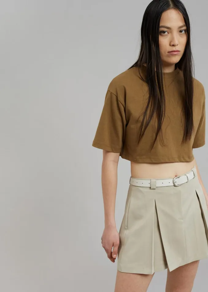 The Frankie Shop Karina Cropped TShirt 8211 Olive Women Tops