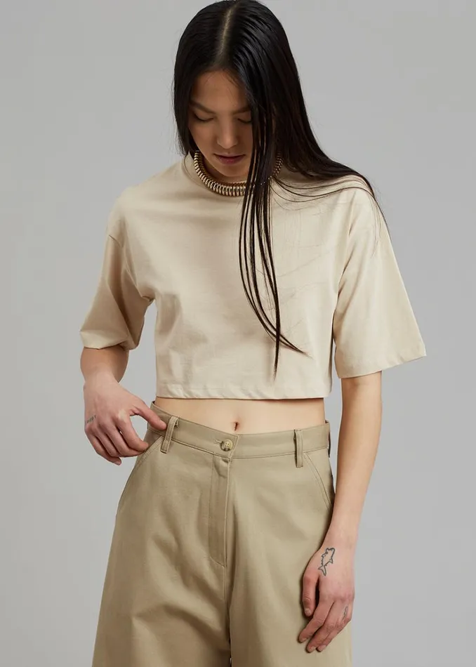 The Frankie Shop Karina Cropped TShirt 8211 Sand Women Tops