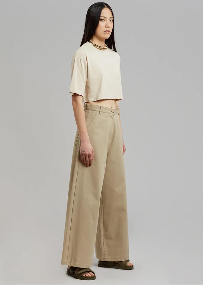 The Frankie Shop Karina Cropped TShirt 8211 Sand Women Tops