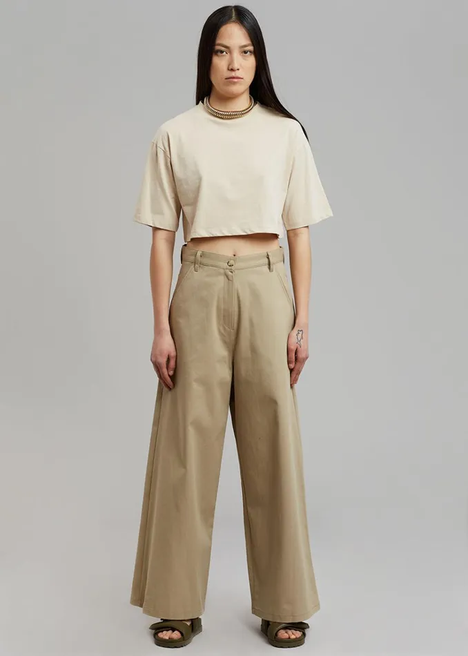 The Frankie Shop Karina Cropped TShirt 8211 Sand Women Tops