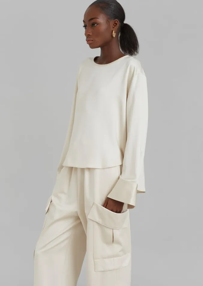 The Frankie Shop Kemp Silky Blouse 8211 Cream Women Tops