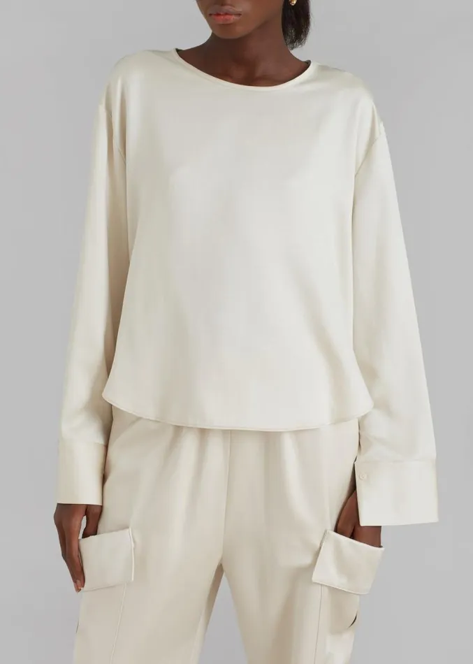 The Frankie Shop Kemp Silky Blouse 8211 Cream Women Tops