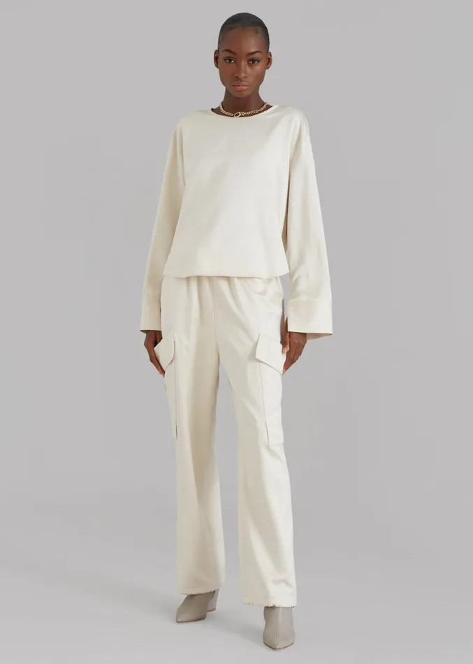 The Frankie Shop Kemp Silky Blouse 8211 Cream Women Tops