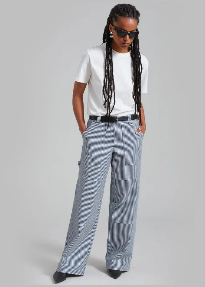 The Frankie Shop Kendall Pants 8211 Blue Stripe Women Bottoms