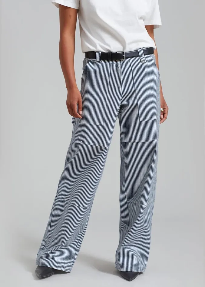 The Frankie Shop Kendall Pants 8211 Blue Stripe Women Bottoms