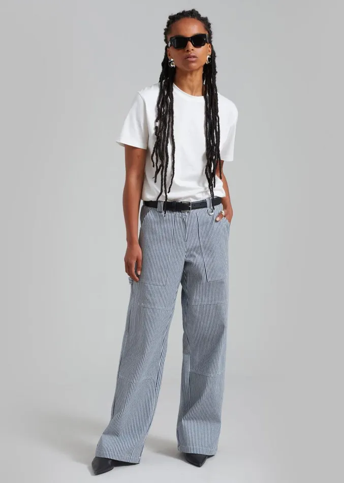 The Frankie Shop Kendall Pants 8211 Blue Stripe Women Bottoms
