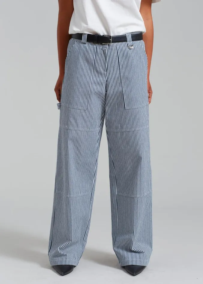 The Frankie Shop Kendall Pants 8211 Blue Stripe Women Bottoms