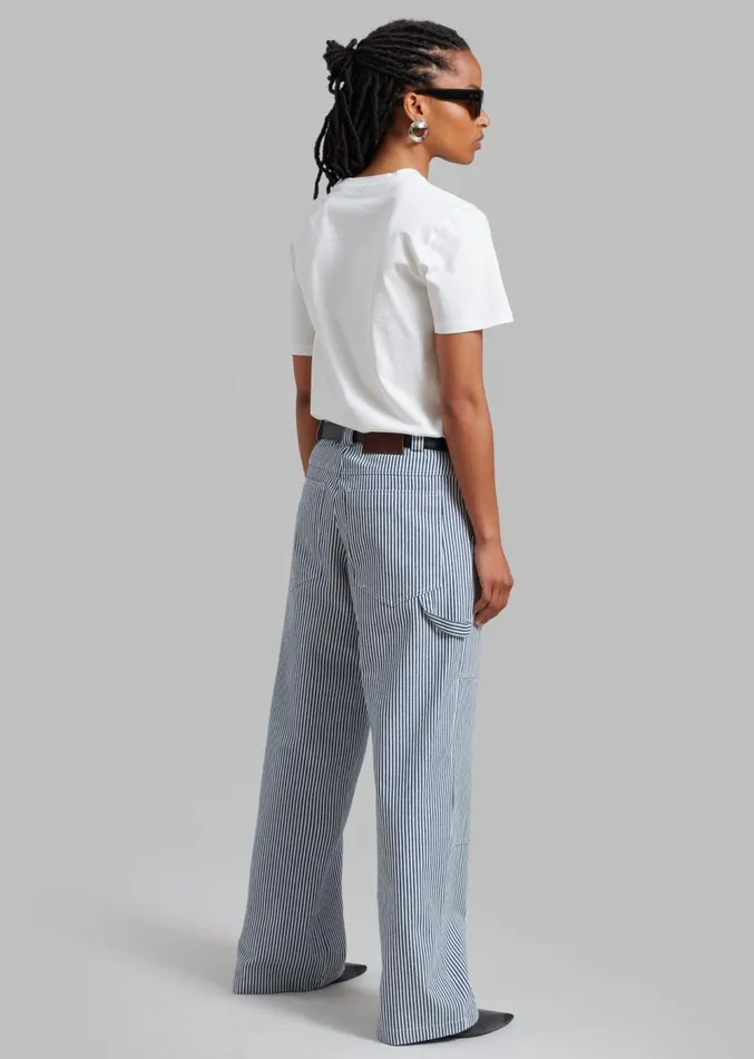 The Frankie Shop Kendall Pants 8211 Blue Stripe Women Bottoms