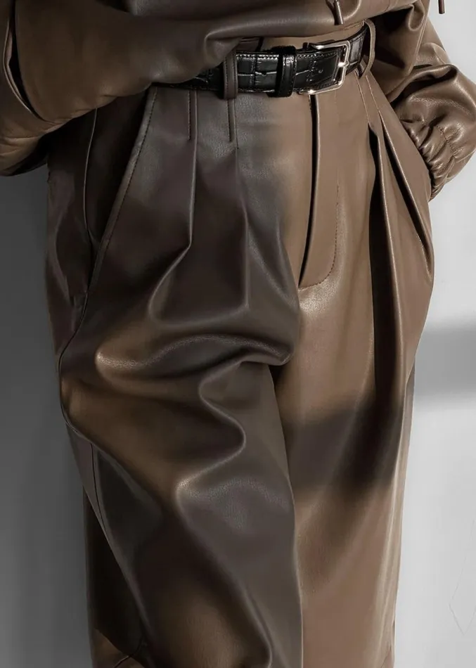 The Frankie Shop Kerang Faux Leather Bermuda Shorts 8211 Brown Women Clothing