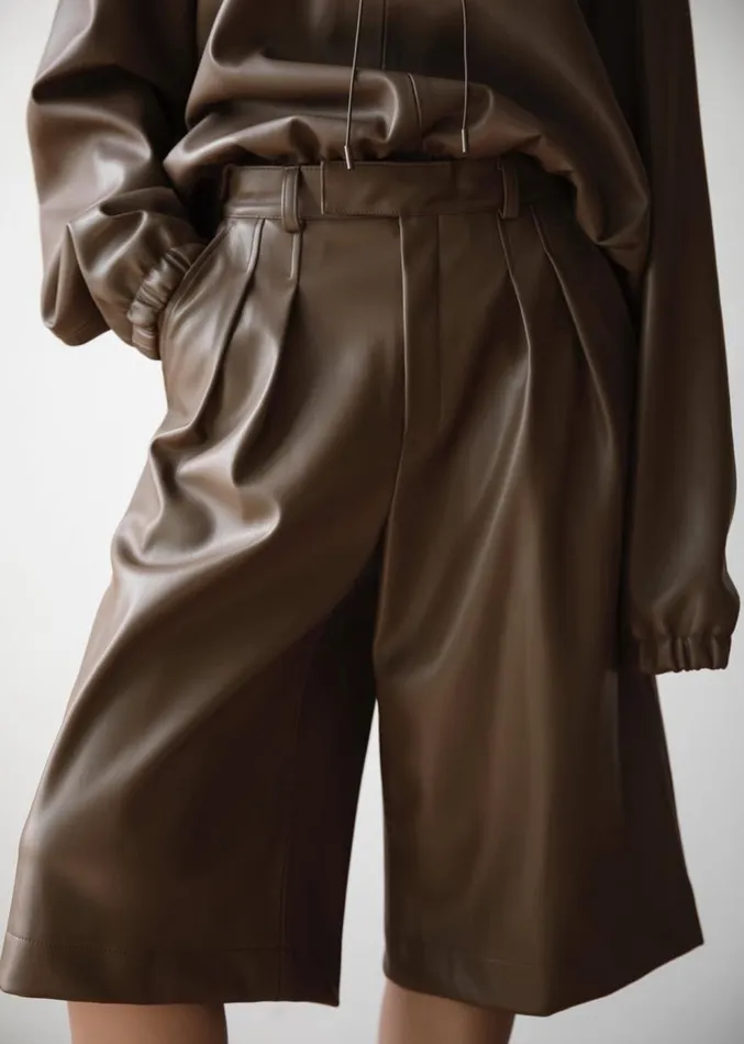 The Frankie Shop Kerang Faux Leather Bermuda Shorts 8211 Brown Women Clothing