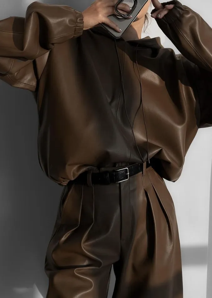 The Frankie Shop Kerang Faux Leather Bermuda Shorts 8211 Brown Women Clothing