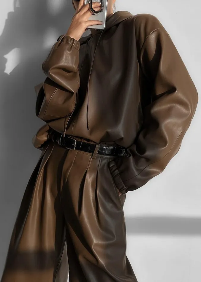 The Frankie Shop Kerang Faux Leather Bermuda Shorts 8211 Brown Women Clothing