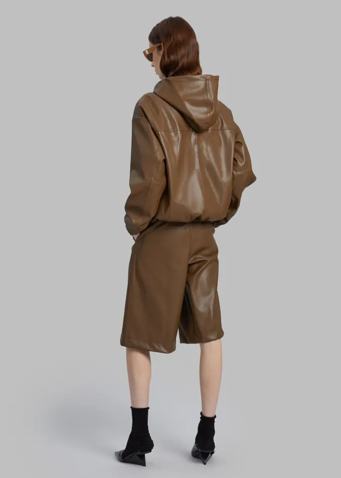 The Frankie Shop Kerang Faux Leather Bermuda Shorts 8211 Brown Women Clothing