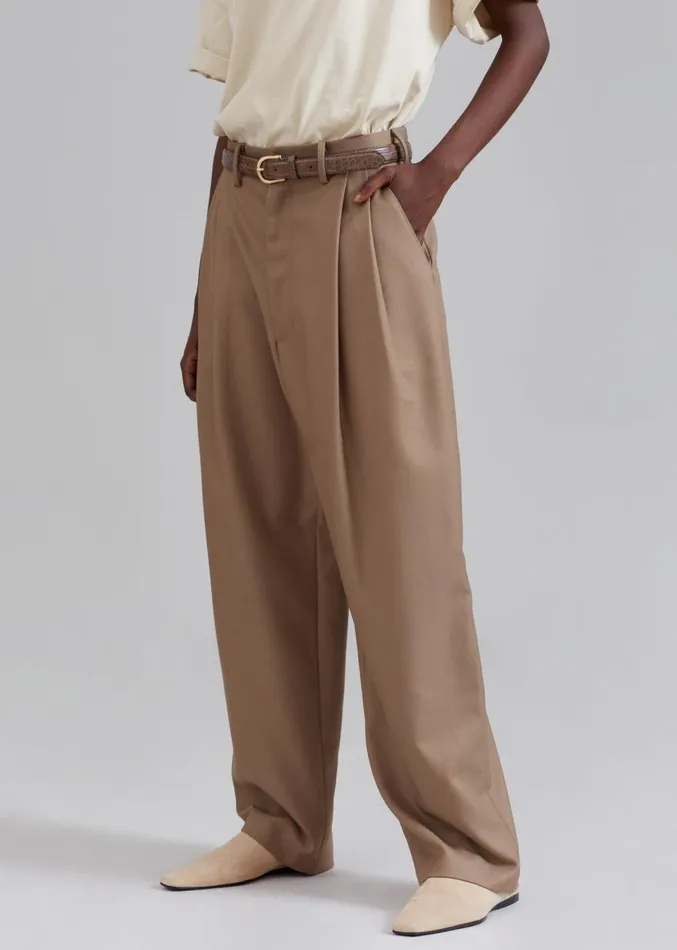 The Frankie Shop Kerena Pintuck Pants 8211 Taupe Women Clothing