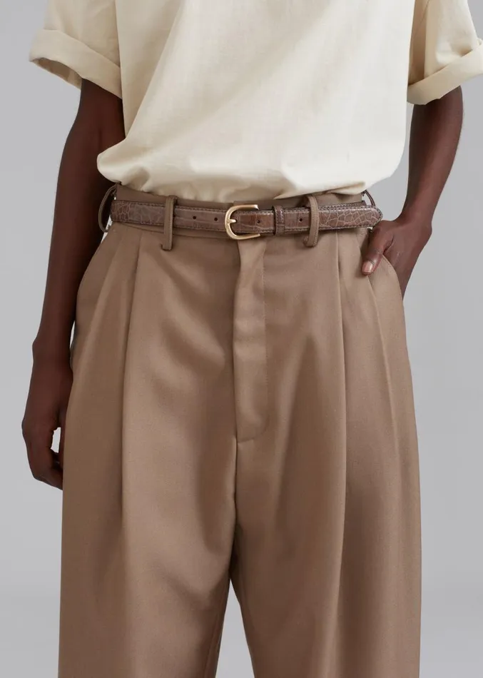 The Frankie Shop Kerena Pintuck Pants 8211 Taupe Women Clothing