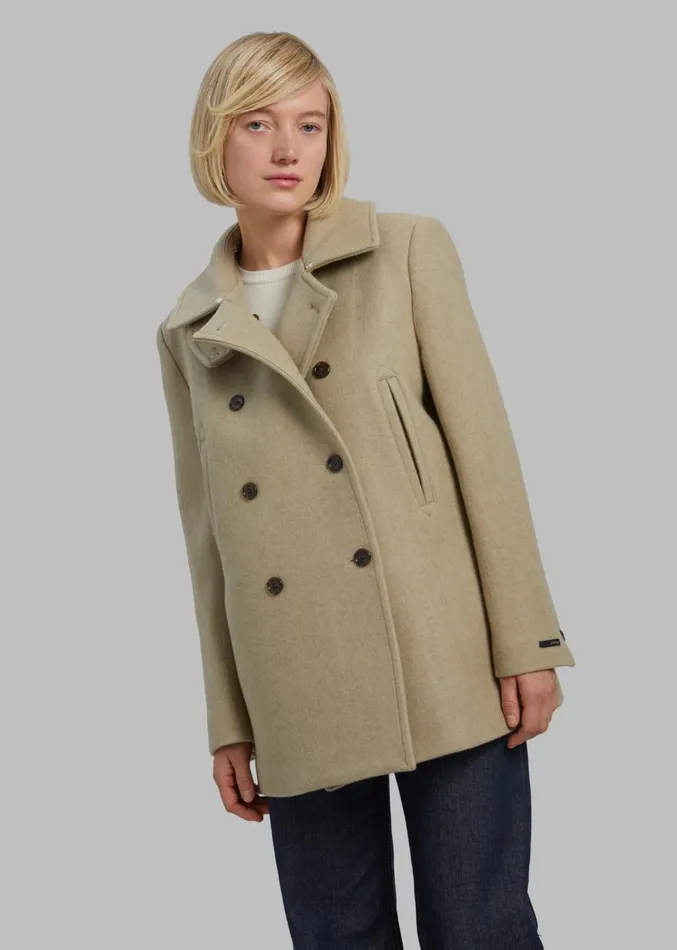 The Frankie Shop Kimmo Faux Fur Collar Peacoat 8211 Beige Women Clothing