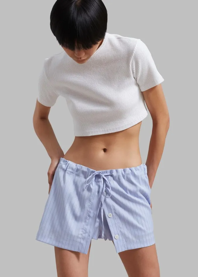 The Frankie Shop Kinsley Skort 8211 Light Blue Stripe Women Clothing