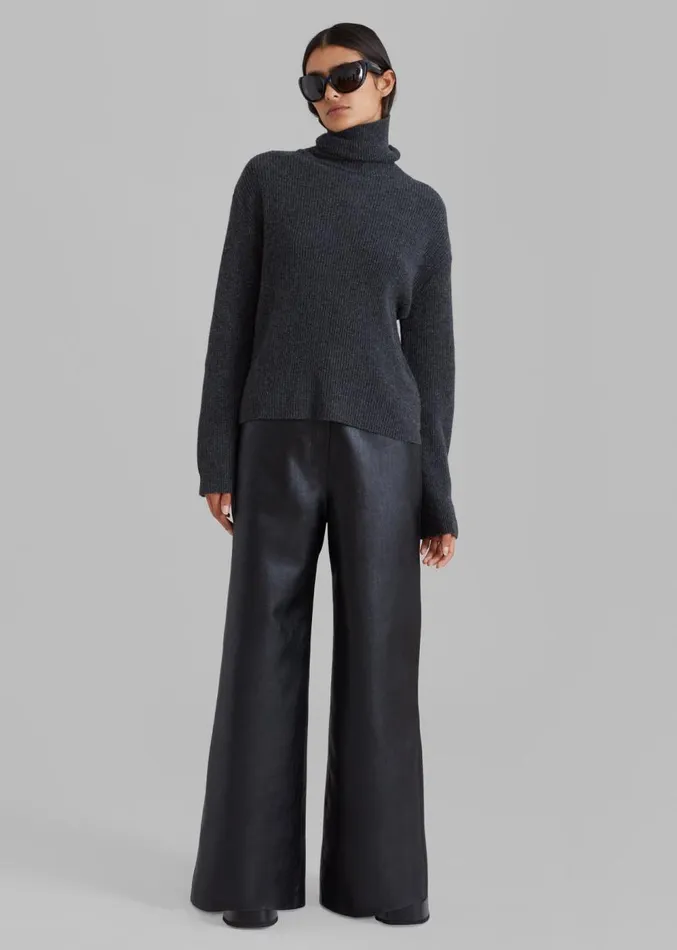 The Frankie Shop Kira Wide Pants 8211 Black Women Clothing