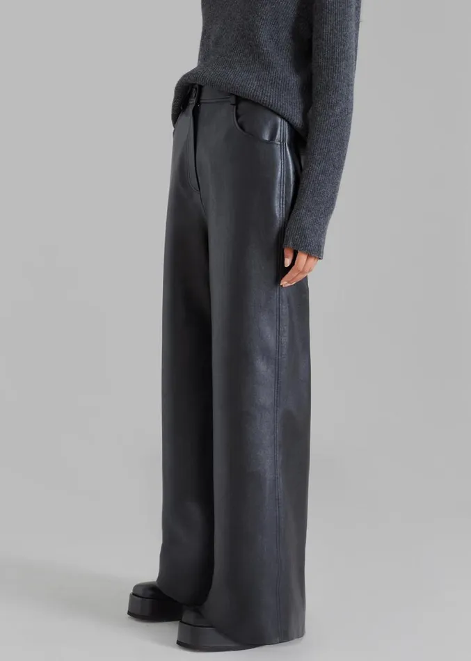 The Frankie Shop Kira Wide Pants 8211 Black Women Clothing