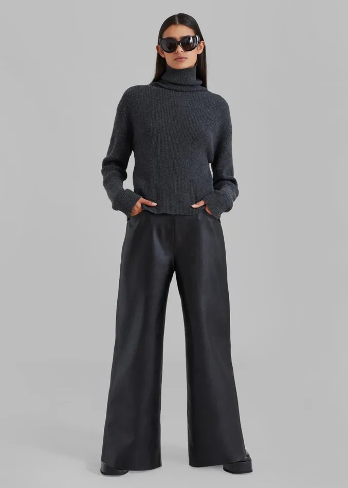 The Frankie Shop Kira Wide Pants 8211 Black Women Clothing