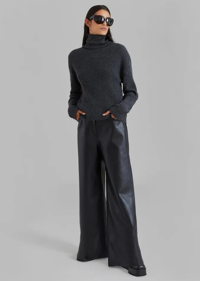 The Frankie Shop Kira Wide Pants 8211 Black Women Clothing
