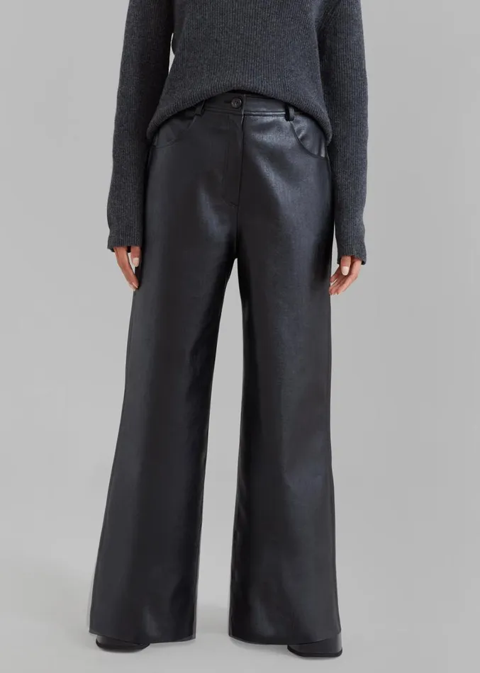 The Frankie Shop Kira Wide Pants 8211 Black Women Clothing