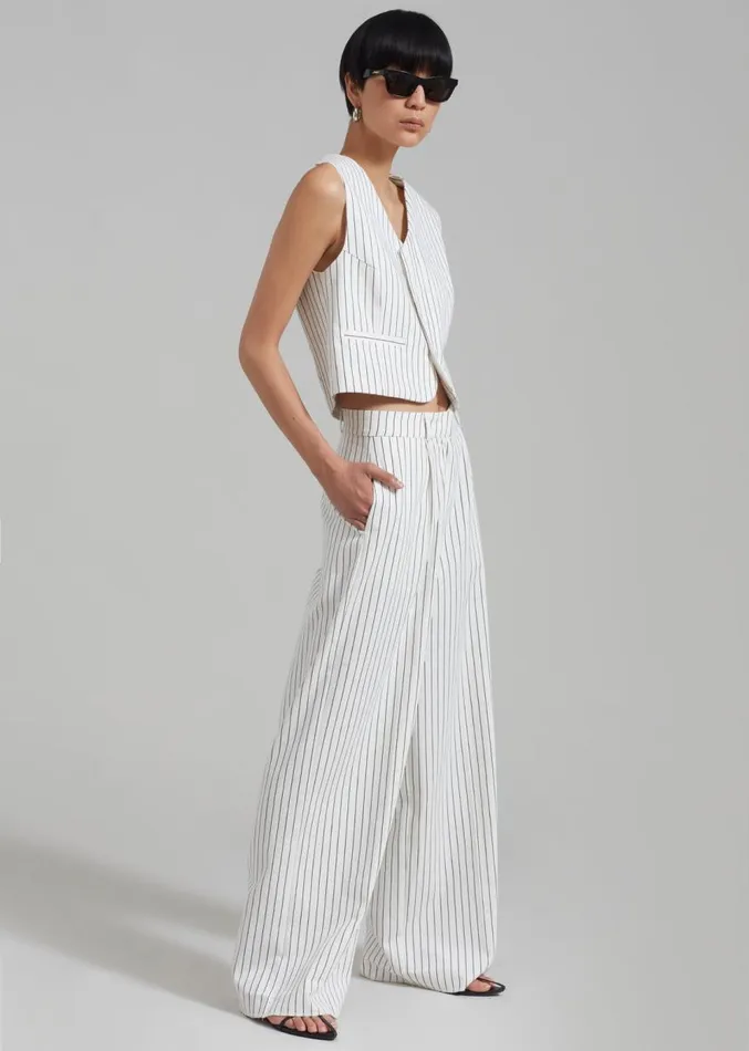 The Frankie Shop Landry Vest 8211 WhiteBlack Stripe Women Suits